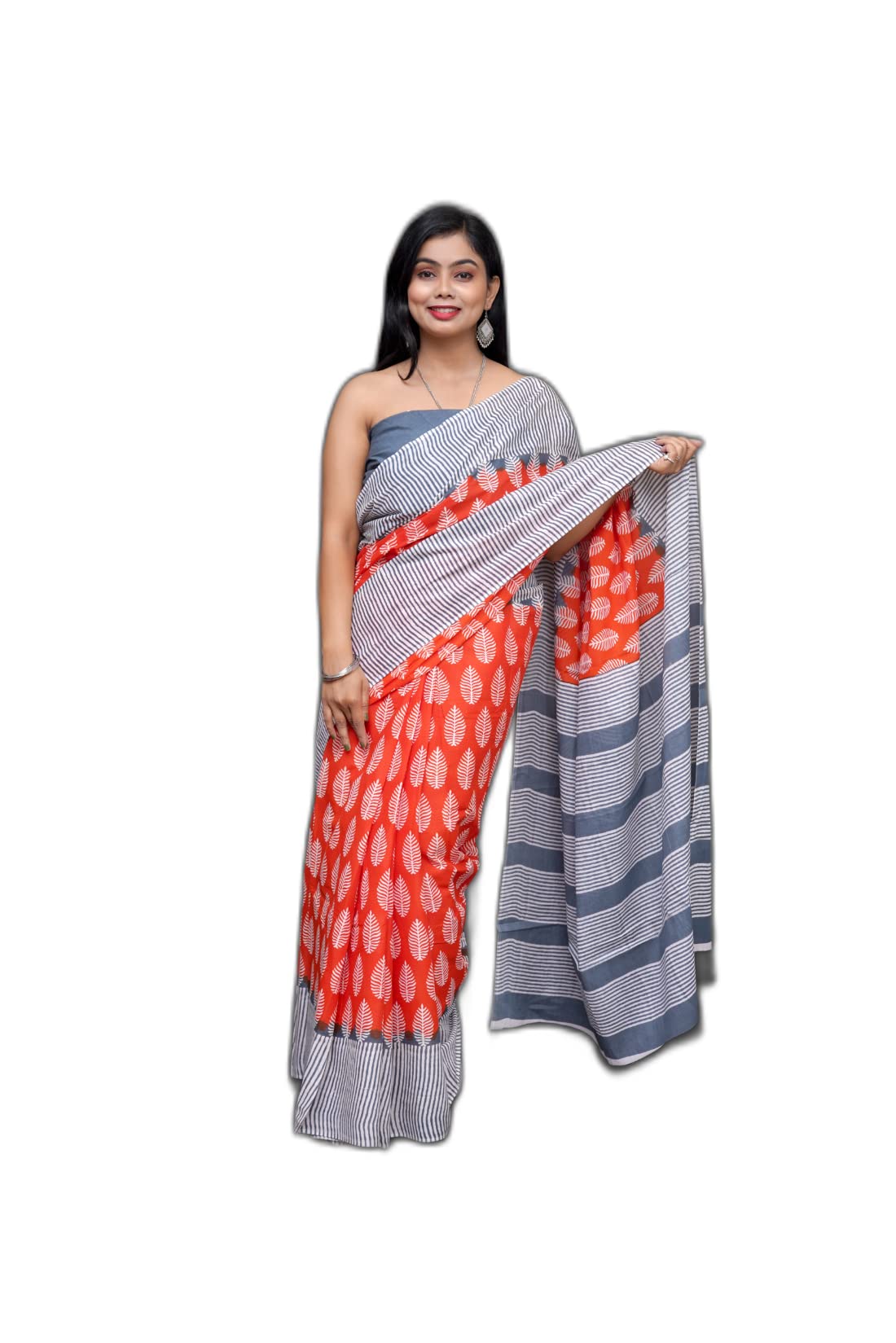 ANMOL FABRICS Women's Cotton Malmal Saree | Women Stylish Sadis | Printed Runing Blouse Piece | Sari Length 5.5 meter | Blouse Piece 1 m | Unstitched Blouse Material Free_Size_Saree-MULTI_63