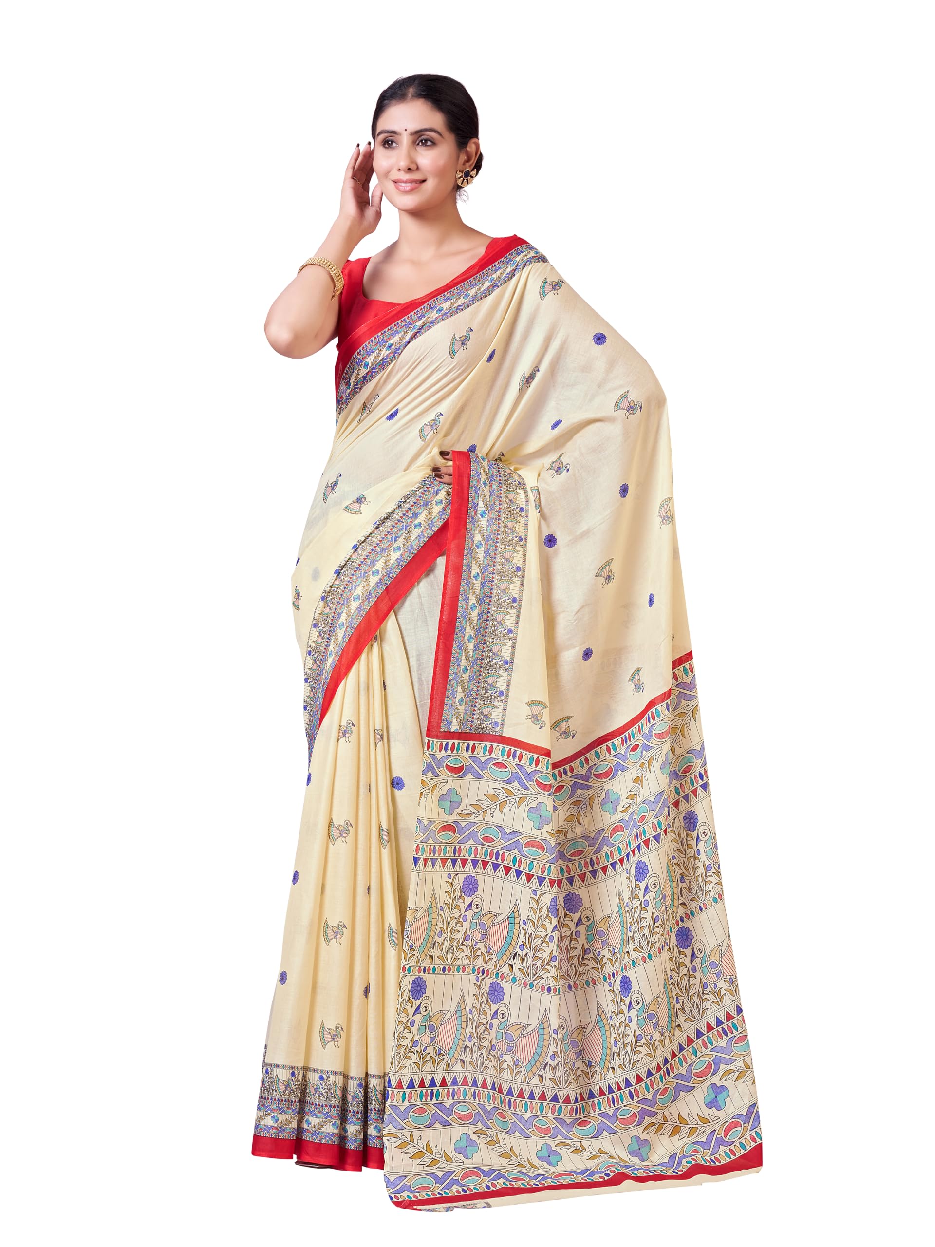 Garden Vareli Traditional Print Pure Cotton Saree with Unstitched Blouse Piece 88470