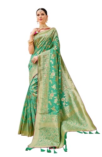 Monjolika Fashion Women's Woven Silk Saree With Blouse Piece (45560_Color_Rani Pink)