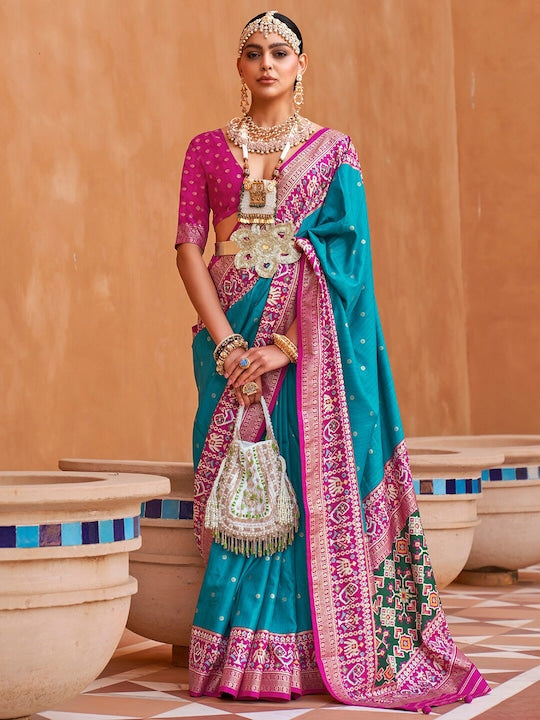 Polka Dots Woven Design Zari Patola Saree