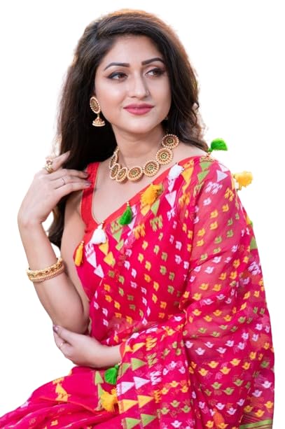 Rupanjali Jamdani Handloom Woven Pure Cotton Soft Light Weight Saree for Women (YELLOW 01)