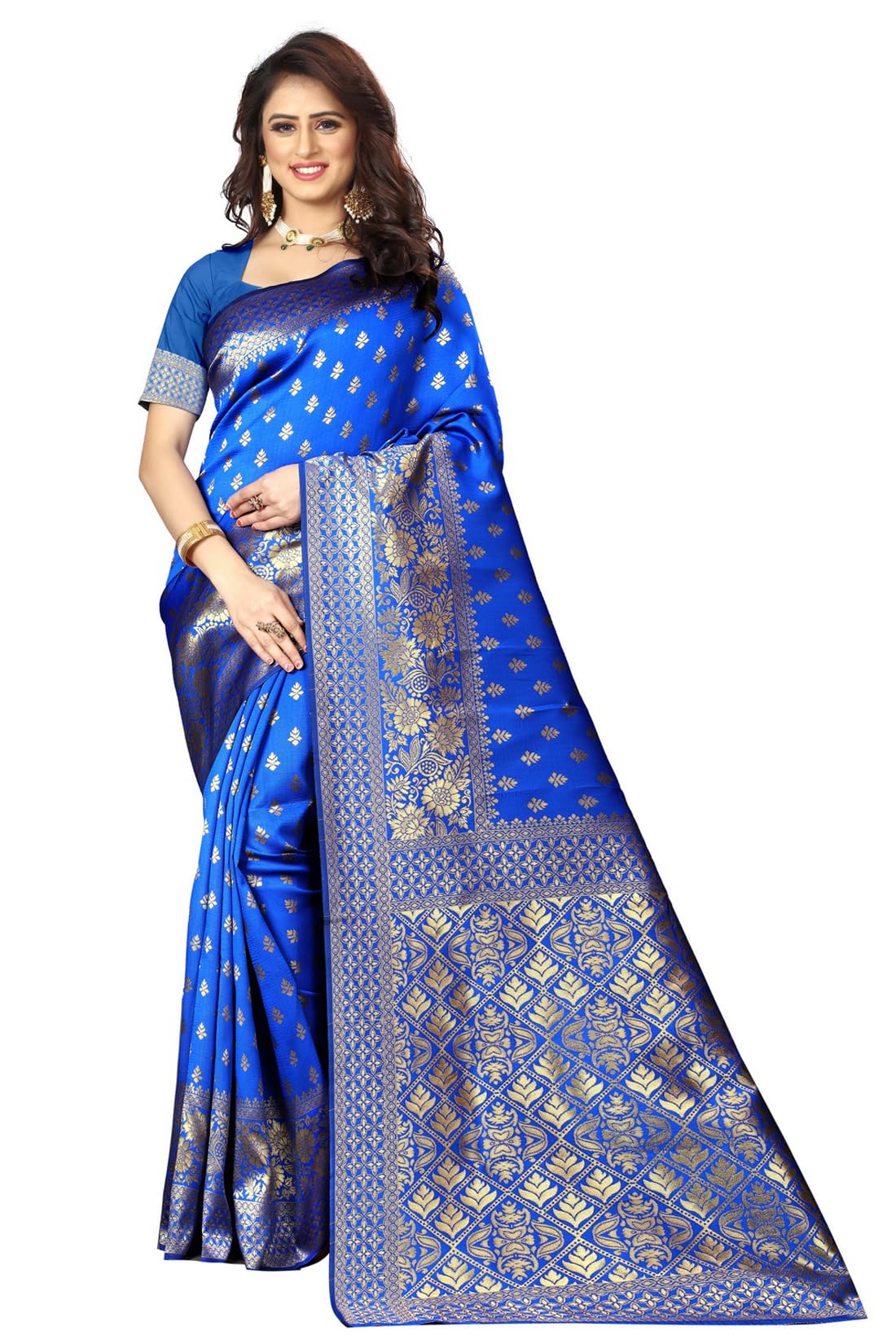 Sugathari Women's Banarasi Saree Pure Kanjivaram Silk Saree Soft new ladies 2023 Design Wear Pattu Sarees Latest Cotton Party Sari collections With Blouse Piece for Wedding sadi (SAM PARI-100 RANI)