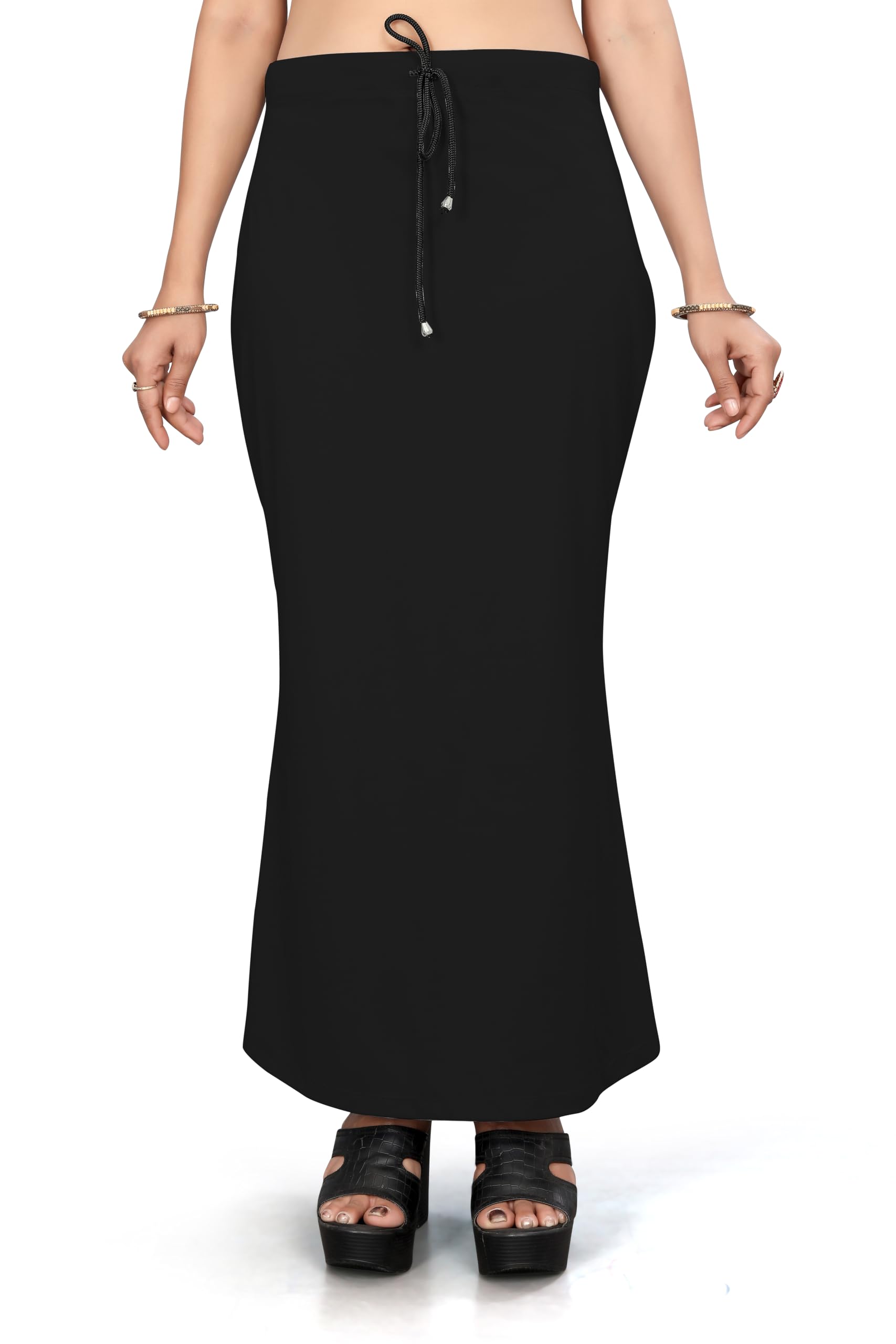 Yashika Present Lycra Saree Shapewear Petticoat for Women||Straight Fit Petticoat Saree Silhouette Shape Wear Dress for Saree|| AZ-YS-OG-Shaper Black-L