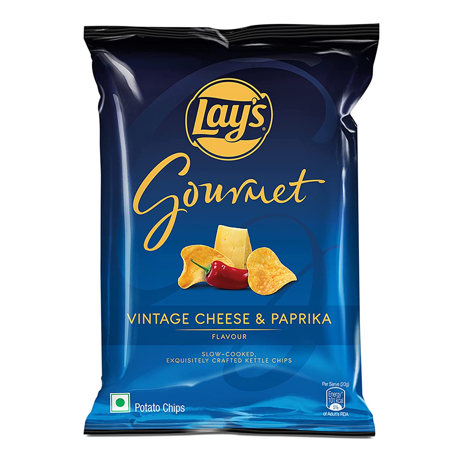 25x Lays Gourmet Kettle Chips - Vintage Cheese & Paprika flavour, Pack of 25 - 55g each