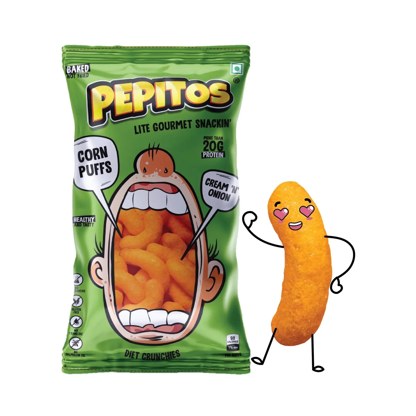 25x Pepitos Corn Puffs - Cream N Onion - Pack of 25 (140GM each)