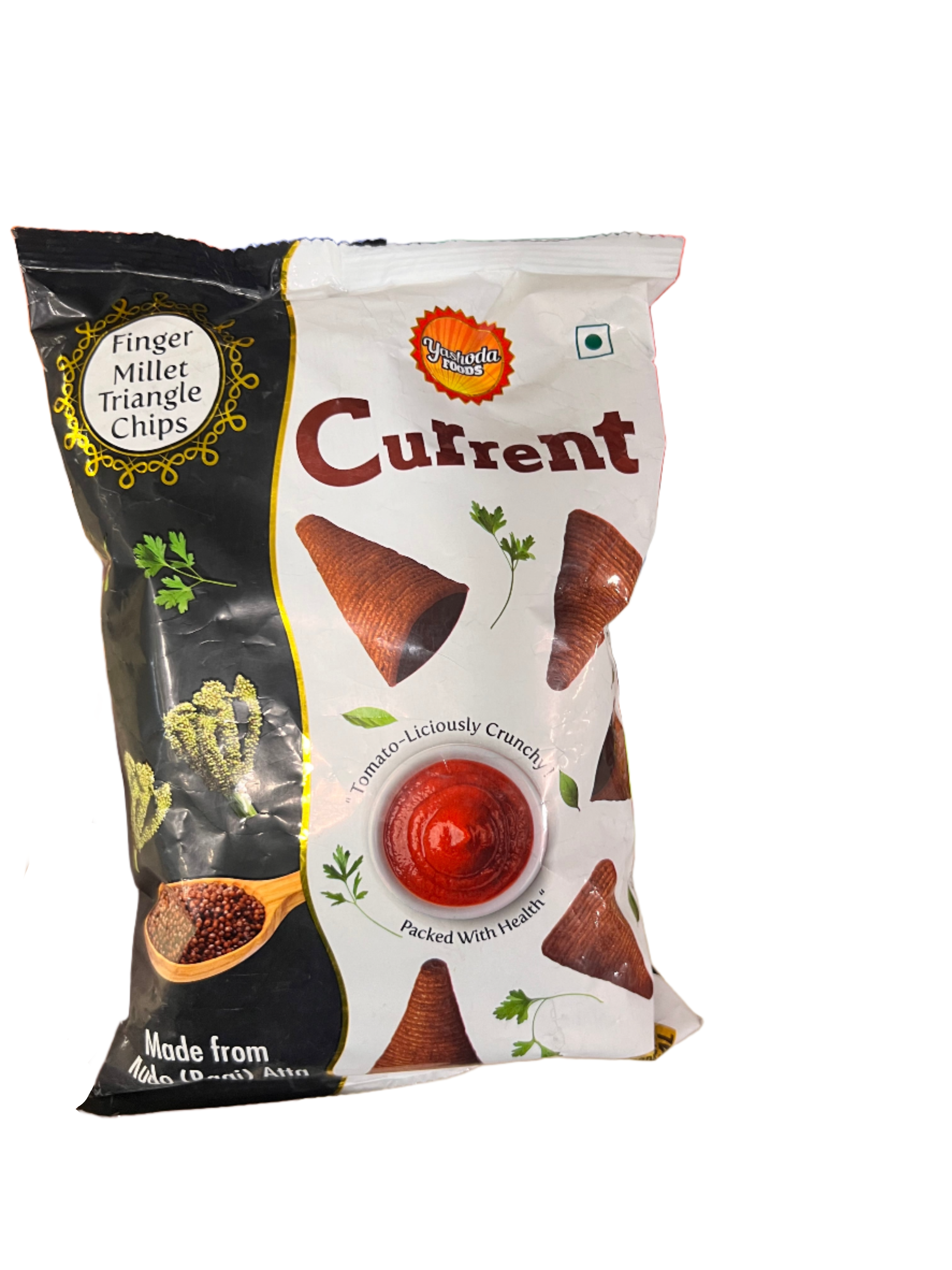 25x Yashodha Foods Current Finger Millet Triangle Chips - 75g - Pack of 25
