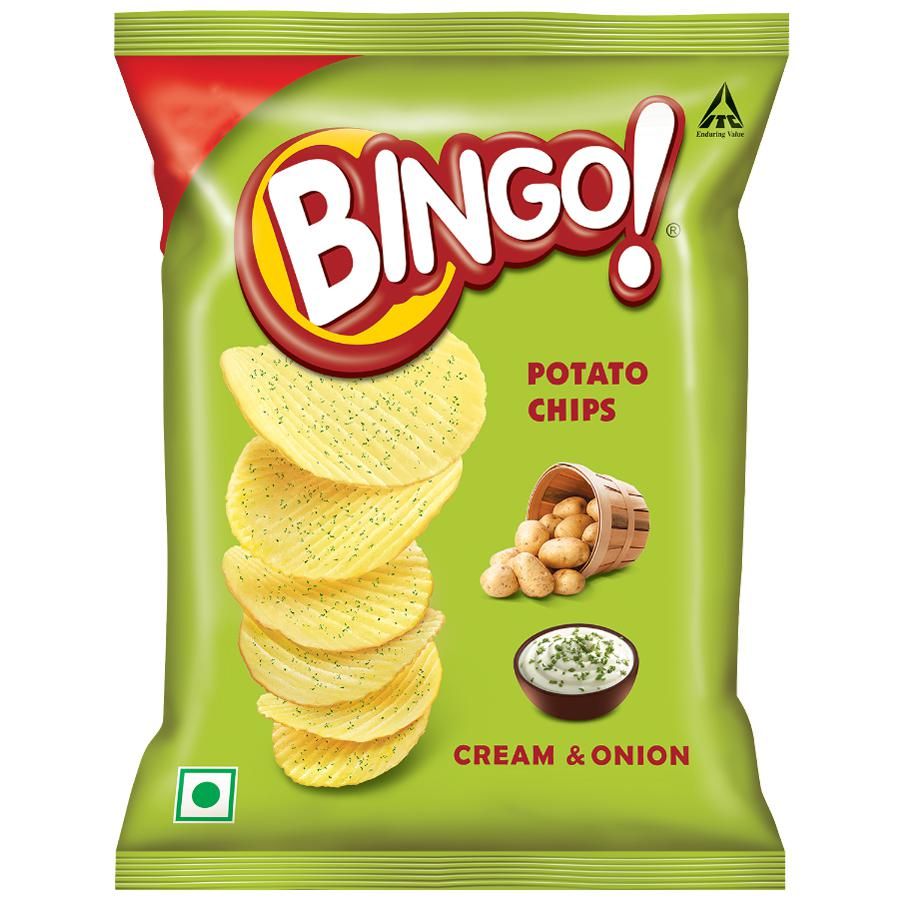 50x Bingo Potato Chips -Cream & Onion, Pack of 50 (25 g each)