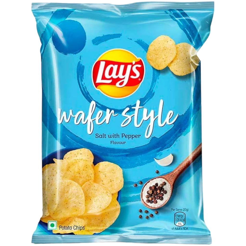 50x Lays Wafer Style Salt With Pepper Flavour, 52 g each (Pack of 50)