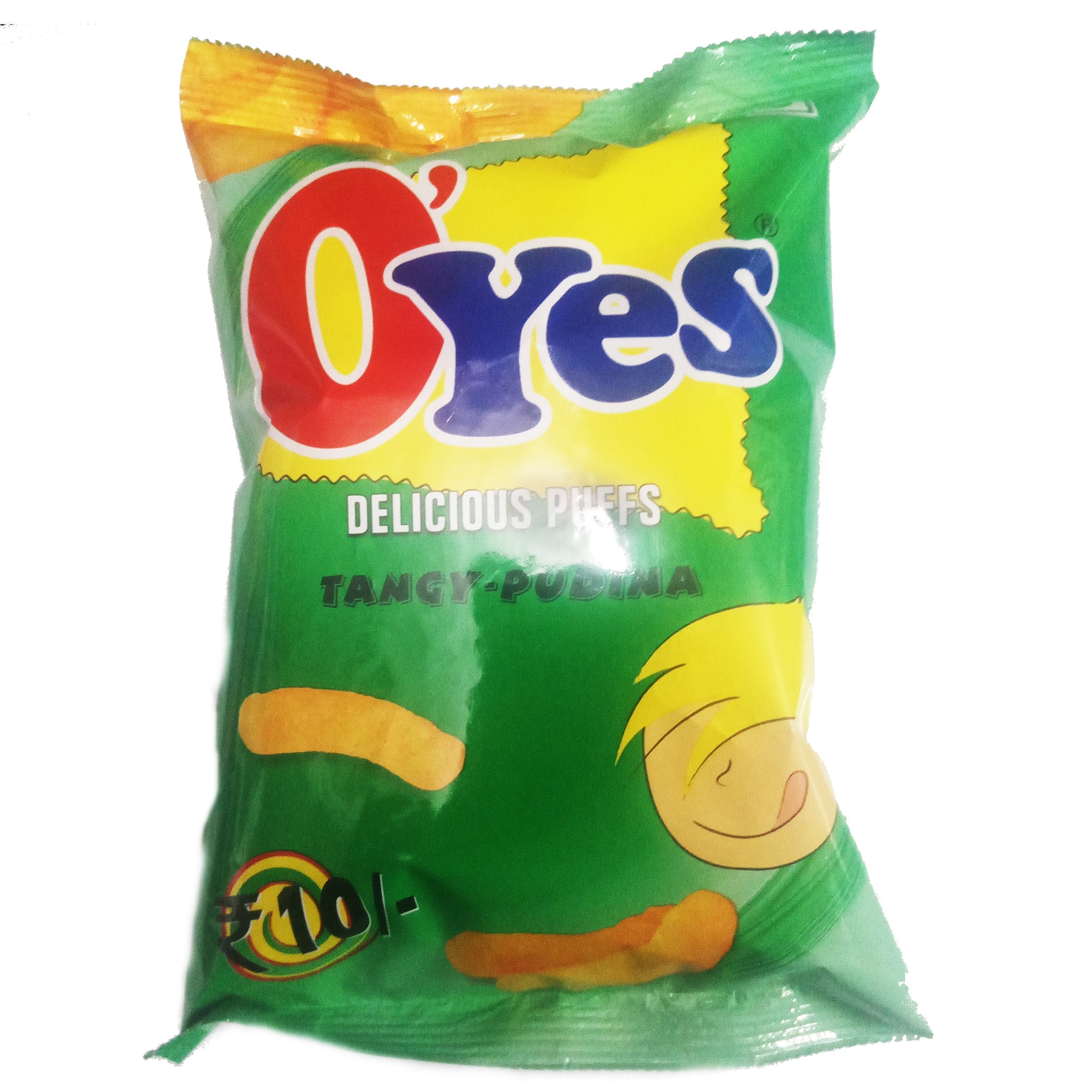50x O'Yes Delicious Puffs Tangy-Pudina, 40g each (Pack of 50)