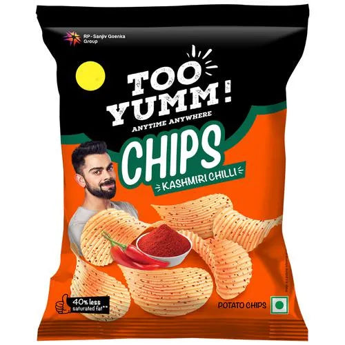 50x Too Yumm! Potato Chips - Kashmiri Chilli, With 45% Less Saturated Fat, Pack of 50 - 25g each