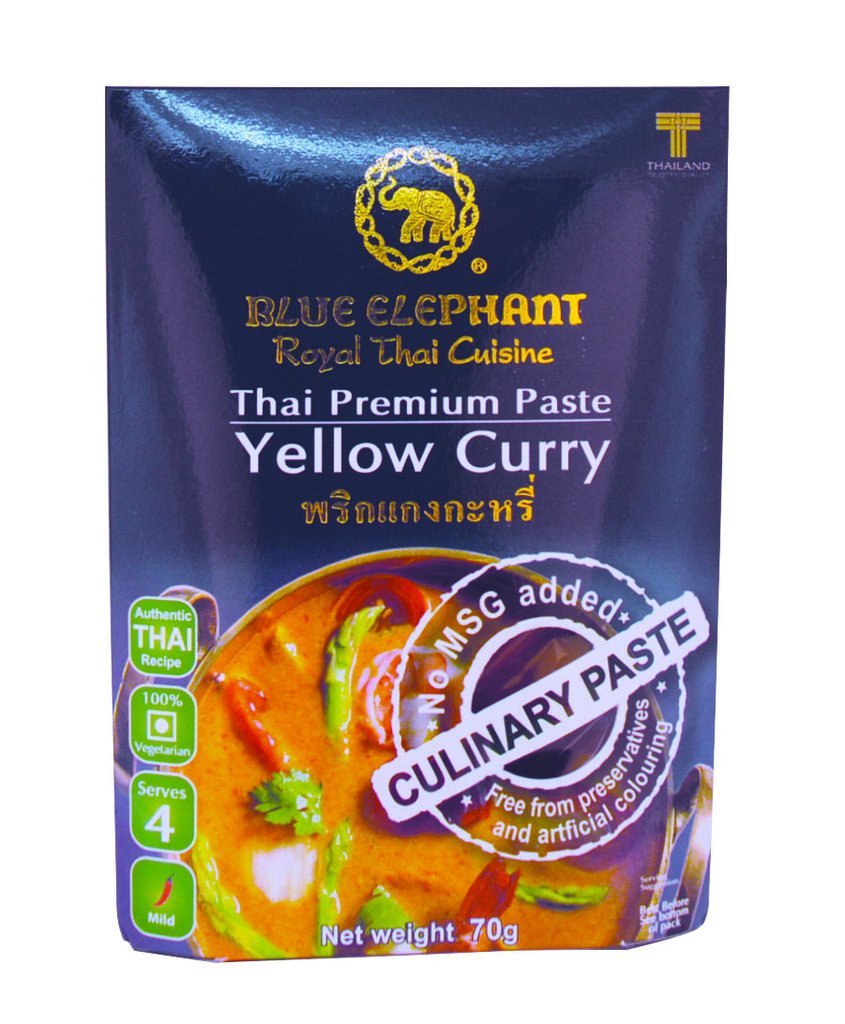 4x Blue Elephant Yellow Curry Paste 70g each - Pack of 4