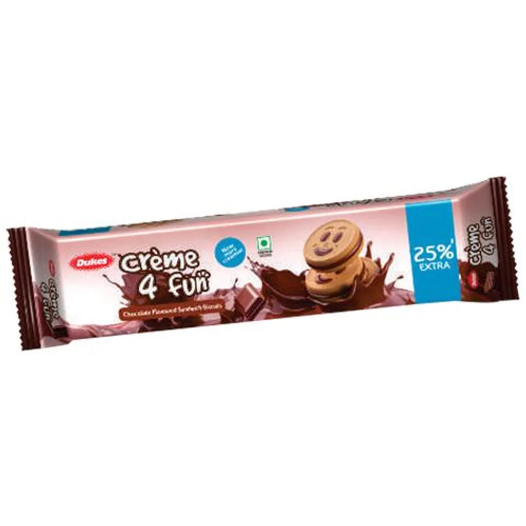 Dukes Creme 4 Fun Chocolate Flavoured Sandwich Biscuits - Creamy, 150 g Pouch