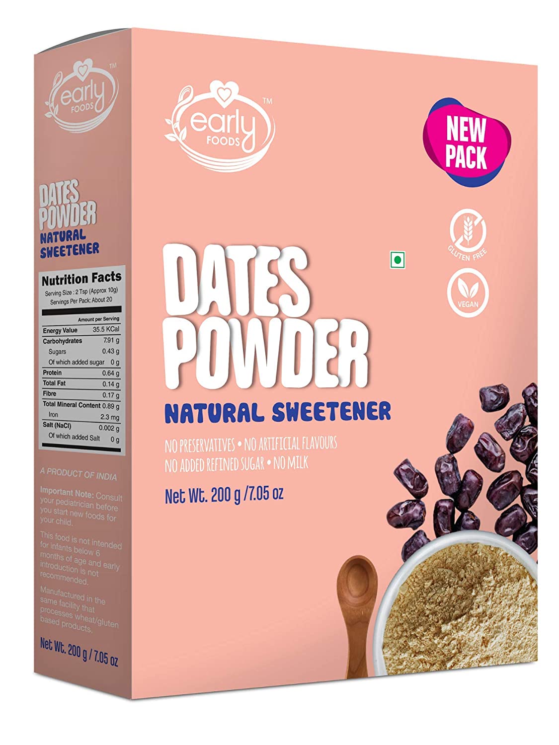 Early Foods Dry Dates Powder - Natural Sweetener, 200 g