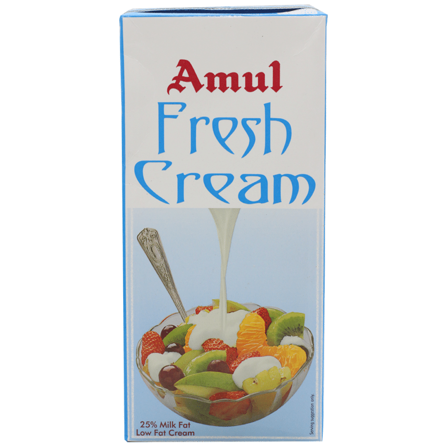 10x Amul Fresh Cream - 25% Milk Fat Low Fat, Pack of 10 (1L x 10) - 10KG