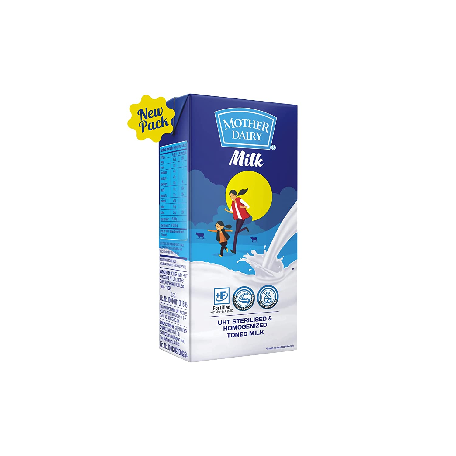 10x Mother Dairy UHT Milk, Pack of 10 - 10KG