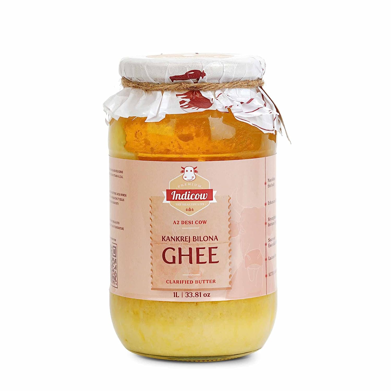 Indicow Foods Vedic Bilona A2 Cow Ghee - 1L (1000ml)