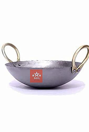 BRRL Iron Lokhand 8.5"/.750ml Pure Original Loha kadhai for Cooking and Frying - White