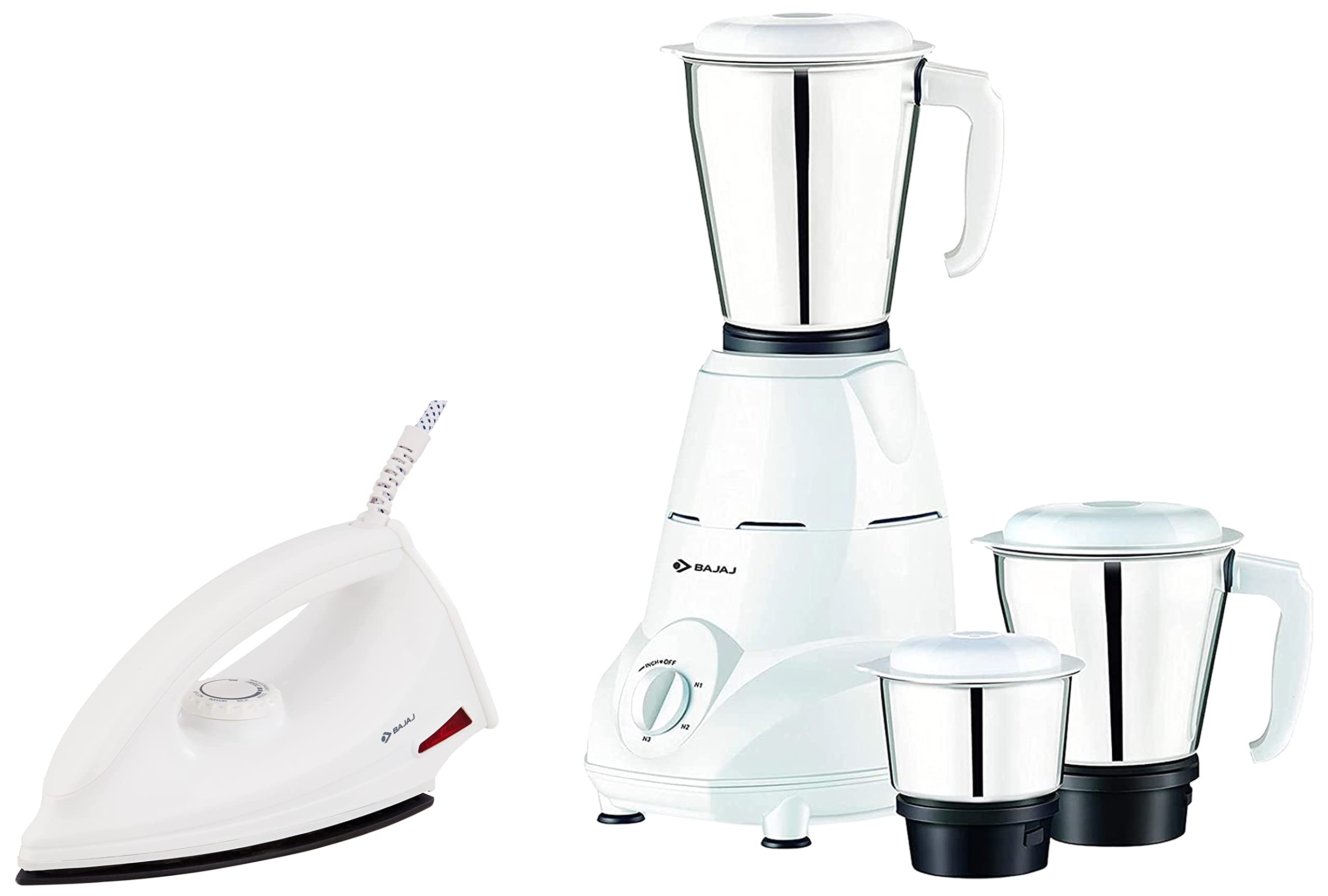 Bajaj Majesty DX 1000W Mixer Grinder and Dry Iron - White (Indian Plug)