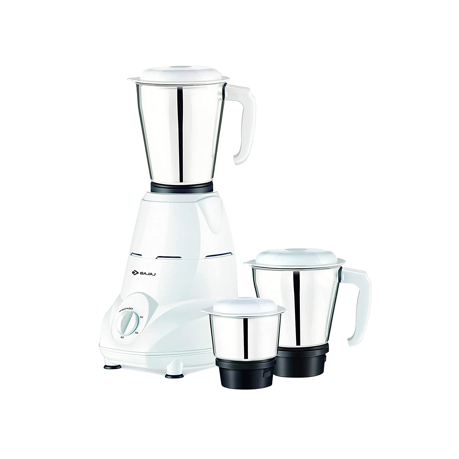 Bajaj Rex 500W Mixer Grinder with Nutri-Pro Feature, 3 Jars, White (Indian Plug)