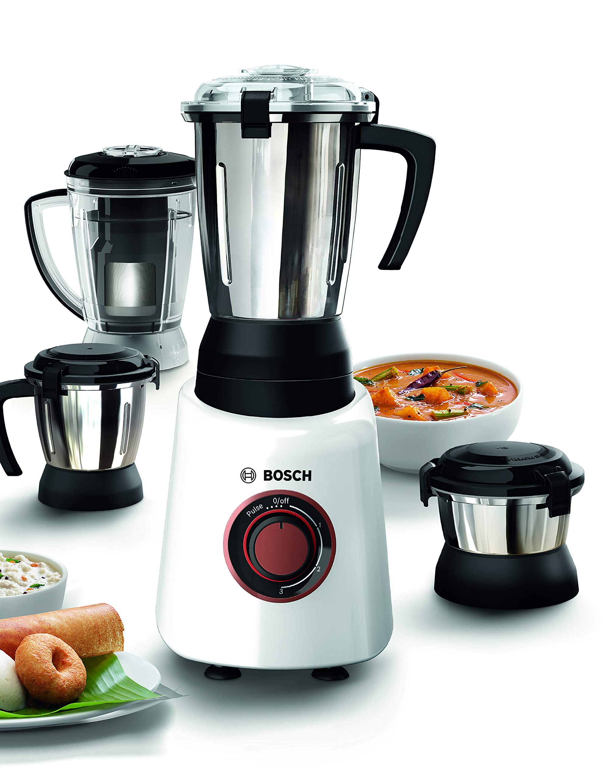 Bosch TrueMixx Bold Mixer Grinder 750 Watt, 4 Jars (White) (Indian Plug)