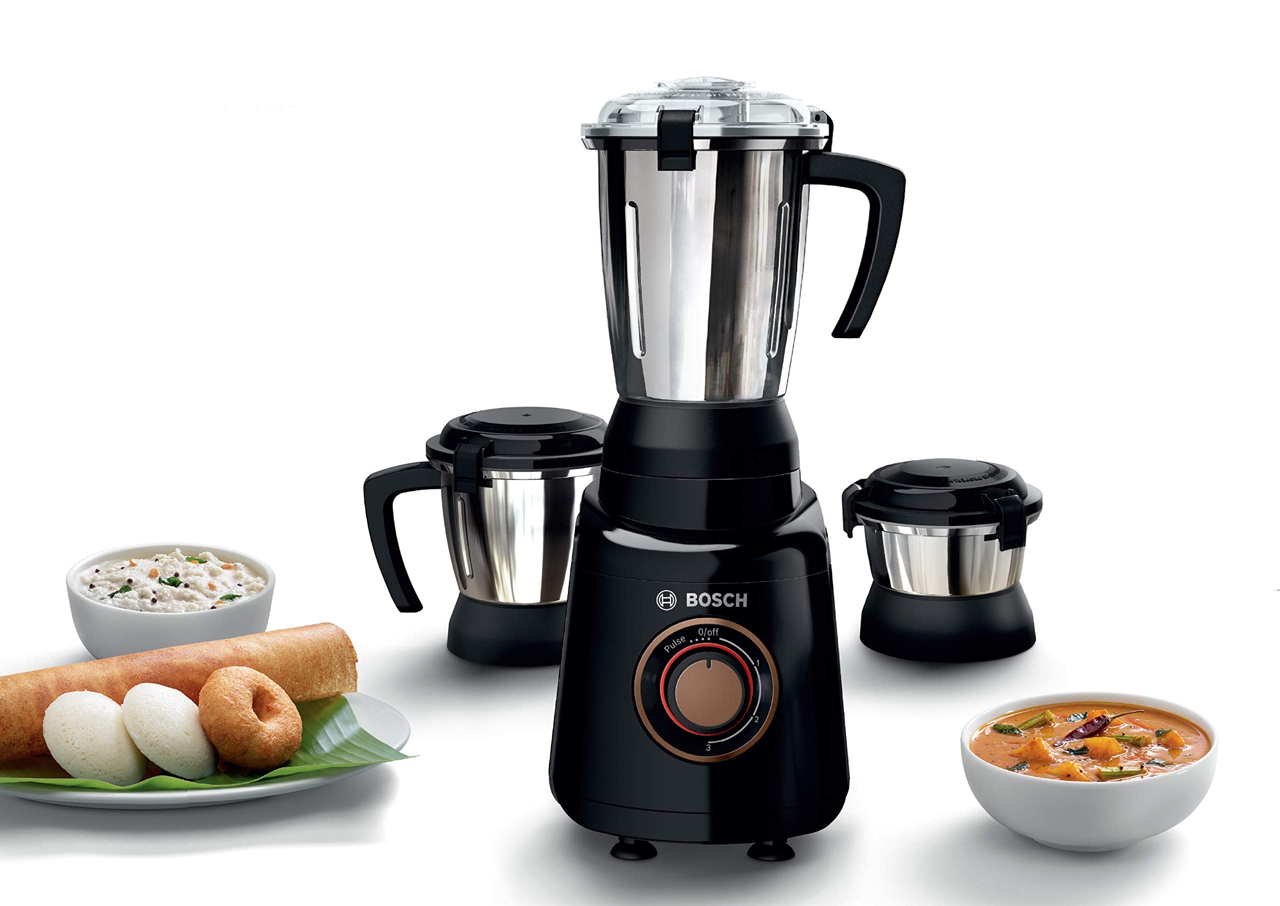 Bosch TrueMixx Bold Mixer Grinder MGM4334BIN 600 Watt, 3 Jars (Black) (Indian Plug)