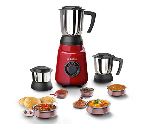 Bosch TrueMixx Joy Mixer Grinder 500 Watt, Red, 3 Jars - MGM2133RIN (Indian Plug)