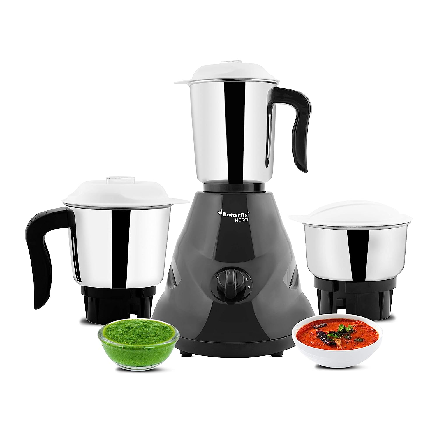 Butterfly Hero Mixer Grinder, 500W, 3 Jars (Grey) - (Indian Plug)