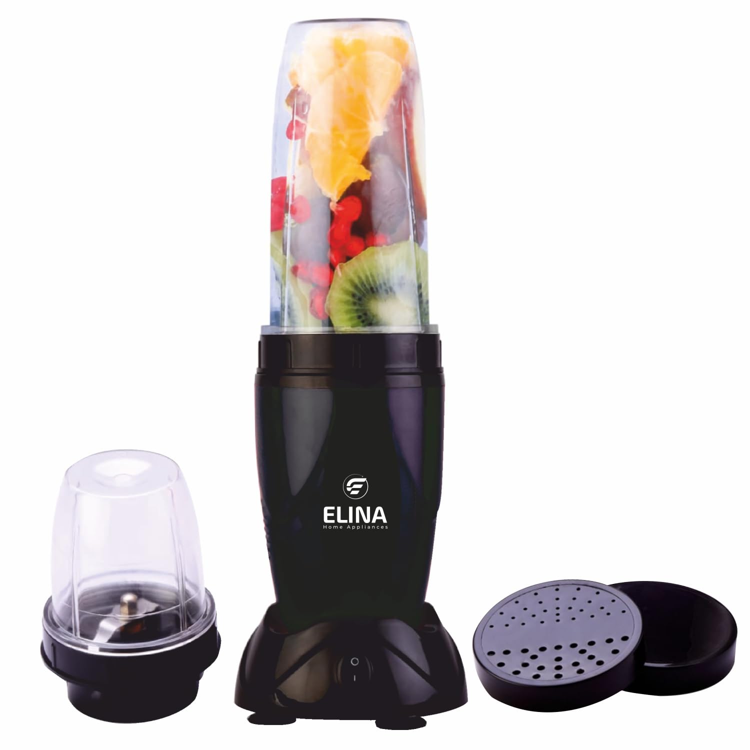 ELINA Nutri ACE Mixer Grinder, Blender | Powerful 450-watt Copper Motor with high 20000 RPM | Unbreakable Transparent Jars | Stainless Steel Blades | Smoothies, Shake, Chutney | Black