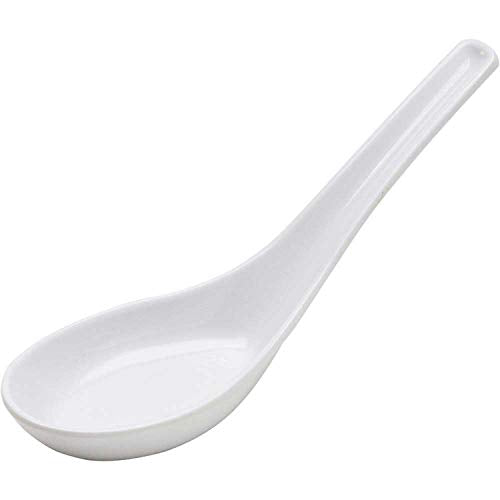 HAINE Unbreakable Pure Melamine Soup Spoons (13.5 cm), Pack of 6 (White)