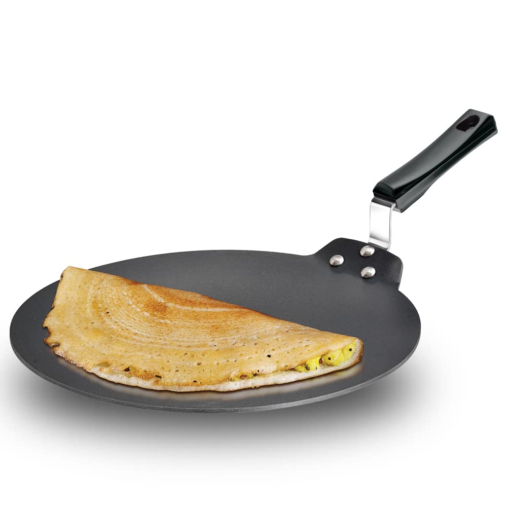 Hawkins Futura 30 cm Dosa Tava, Non Stick Dosa Tawa, Induction Dosa Tawa, Black (INDT30)