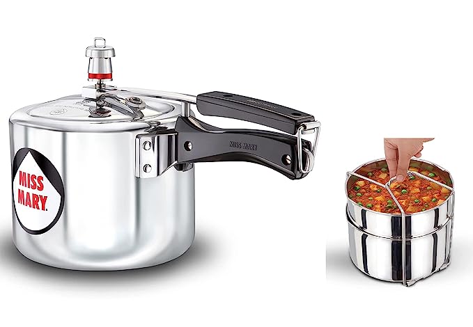 Hawkins Two-Dish Stainless Steel Set, Cooker Separator, Pressure Cooker Pots, Silver + Hawkins Classic 3 Litre Aluminium Inner Lid Pressure Cooker
