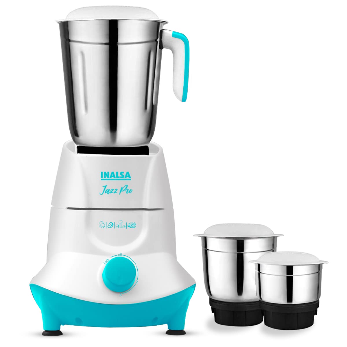 INALSA Mixer Grinder Jazz Pro -550W with 3 Stainless Steel Jars (Indian Plug)