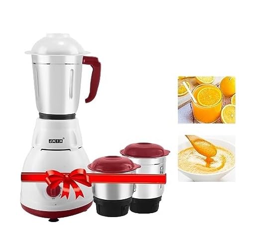 Jaia Fusion Mixer Grinder 500-Watt Mixer Grinder with 3 Jars Liquidizing Wet Grinding and Chutney Jar Stainless Steel blades 1 Year Warranty