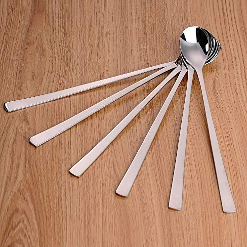 Kristal Soda Spoon Mixing Stirring Spoon, Ice Tea Coffee Long Ice Cream for Tall Glasses, Bournvita/Horlicks Spoon, Cocktail Bar Stainless Steel Long 20 cm Handle : Set of 6