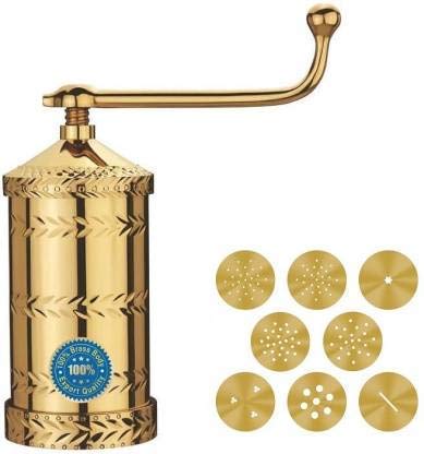 LEONEELÂ® Pure Brass 800gm Sev Sancha Machine with Free 8 Different Jali for Making Different Types of Sevaiya, Sev, Gathiya Murukku, Chakli, Bhujia Etc
