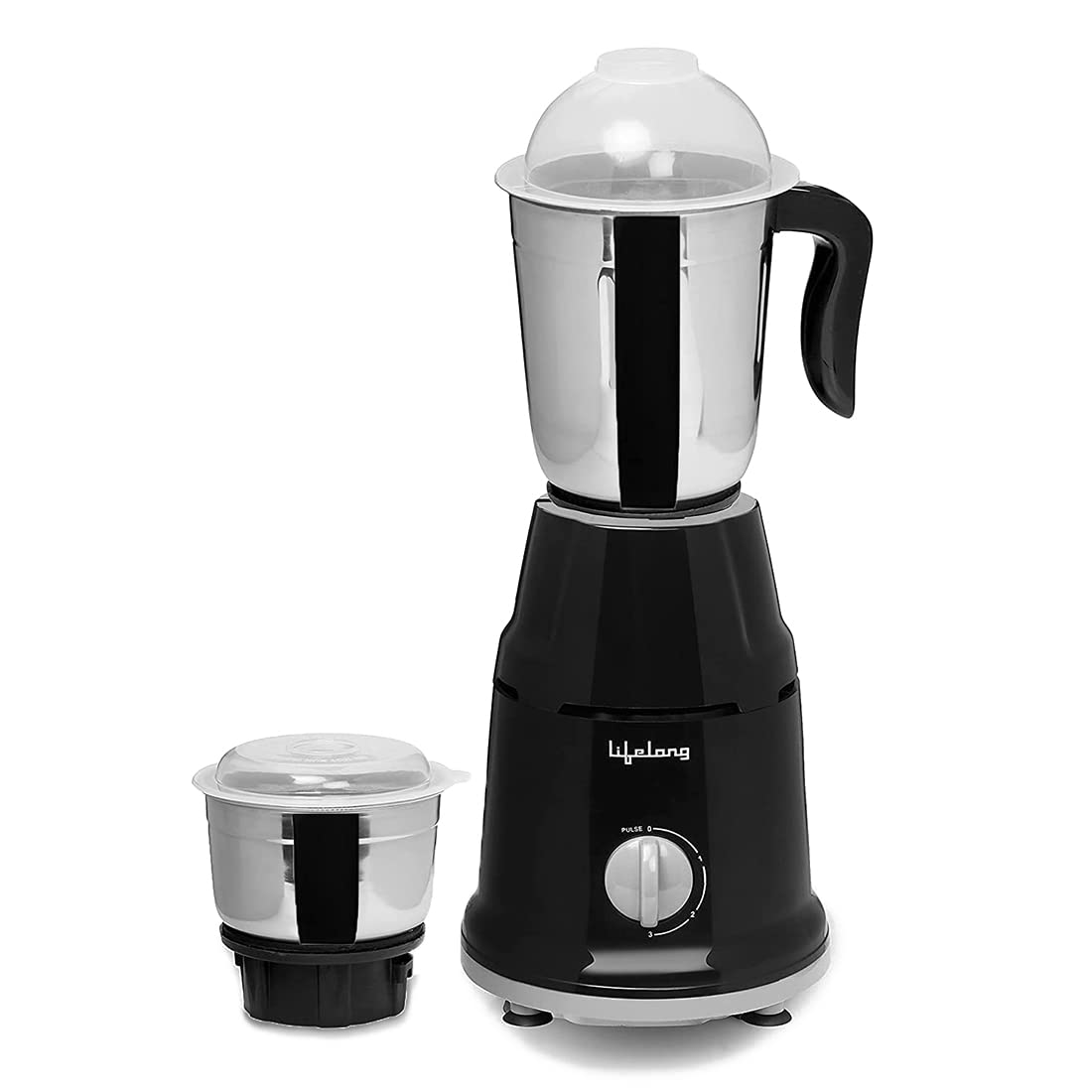 Lifelong LLMG93 500 Watt Duos Mixer Grinder, 2 Stainless Steel Jar (Liquidizing and Chutney Jar)| ABS Body, Stainless Steel Blades, 3 Speed Options with Whip (Black) - (Indian Plug)
