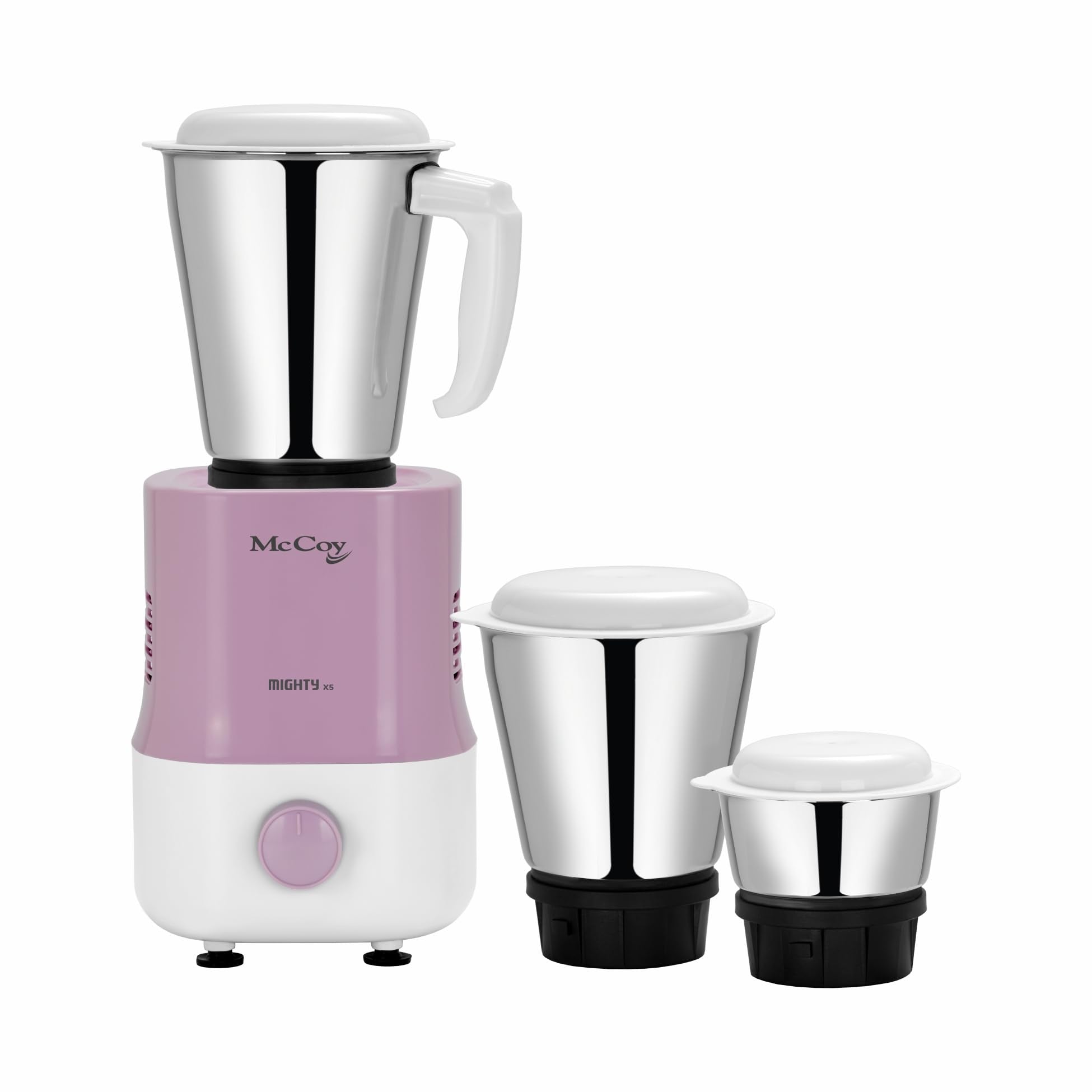 McCoy Mighty X5 Mixer Grinder | 3 SS Jars | 500 W Mixi | Hybrid Motor with 2 Years Warranty | Light Purple & White