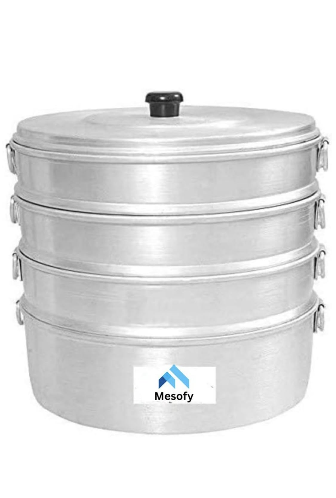Mesofy Aluminium Momos Steamer Diamm: 8 Inch With 4 Tier Capacity 5 Litres, Silver