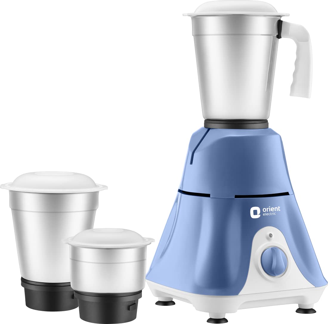 Orient Electric Stainless Steel Sprint Super 3 Jar 500W Mixer Grinder.(Mgss50B3/Blue & White)