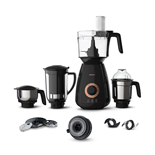 PHILIPS Mixer Grinder 3-in-1 750 Watt (Mixer Grinder + Juicer + Food Processor) 4 Jar, (HL7707/01) (Indian Plug)