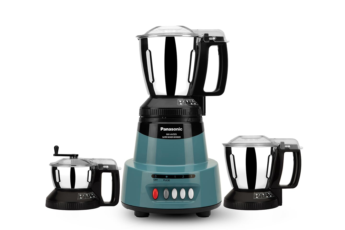 Panasonic 1500W Mixer Grinder with 3 Stainless Steel Jars set, (Coral Blue) MX-AV325 | Elements Series With SS304 Grade Stainless Steel Blade
