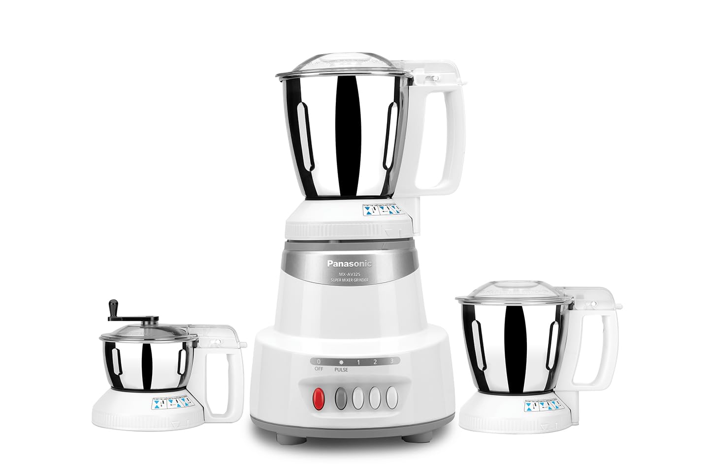 Panasonic Mixer Grinder MX-AV325 (Marble Silver) | Elements Series Powerful 1500 MMLW (Max Motor Lock Wattage) | With 3 Stainless Steel Jar (304 Grade SS) |Warranty 2 Years Product & 5 Years On Motor