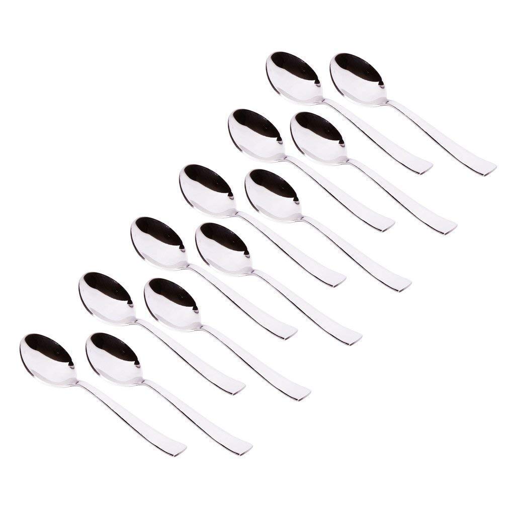 Parage 12 Piece Stainless Steel Tea Spoon Set for Tea, Coffee, Sugar & Spices, Small Spoons, Silver, Thickness: 1.8mm, Length: 14.5 cm