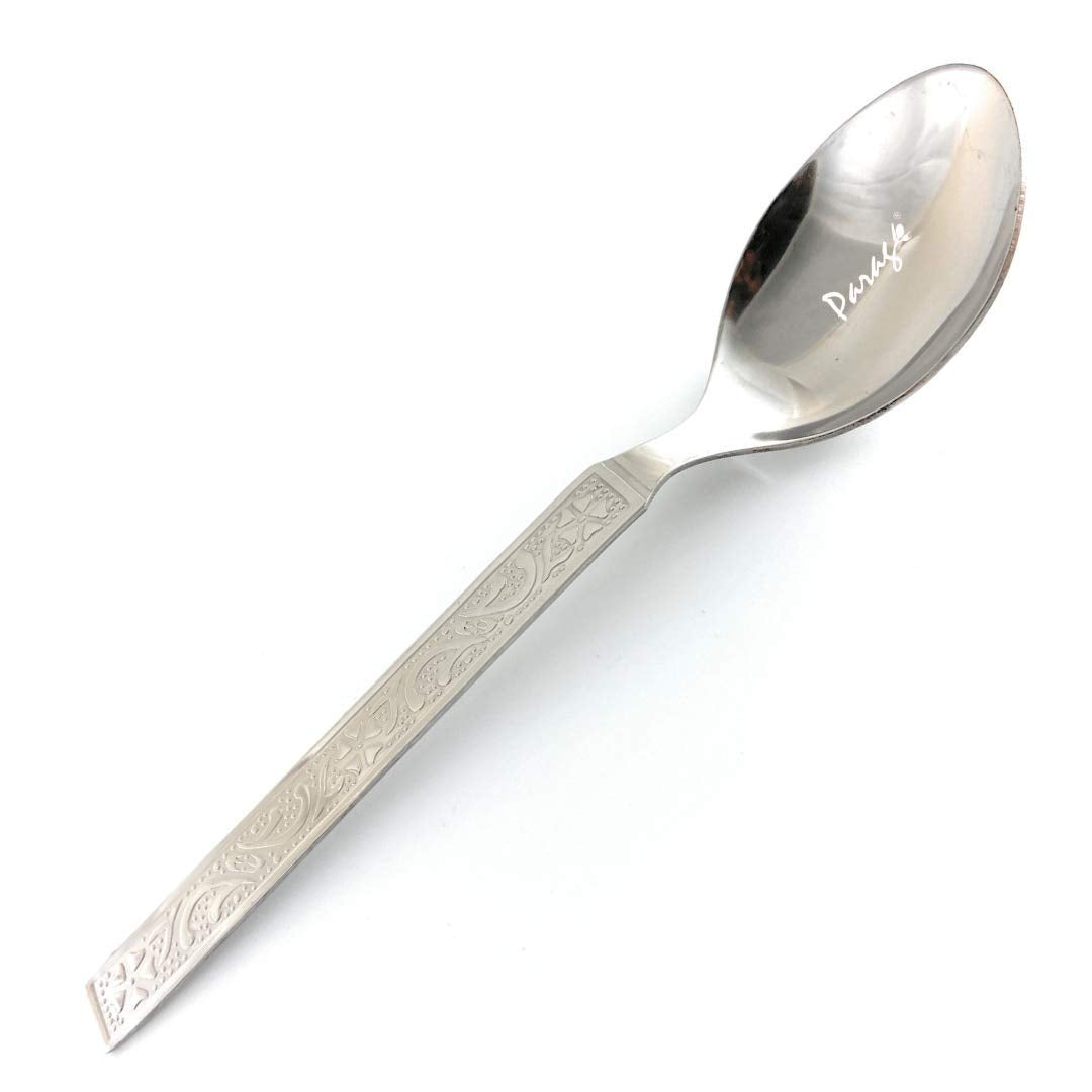 Parage 12 Pieces Stainless Steel Dinner/Table Spoons, Length 15.5 cm, Set of 12, Silver (Delux)