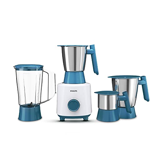 Philips HL7536/01-500 W Mixer Grinder with 4 Jar (3 Stainless Steel Jar +1 Blender Jars), Bigger jar sizes, with 5 Year Warranty on Motor (Indian Plug)