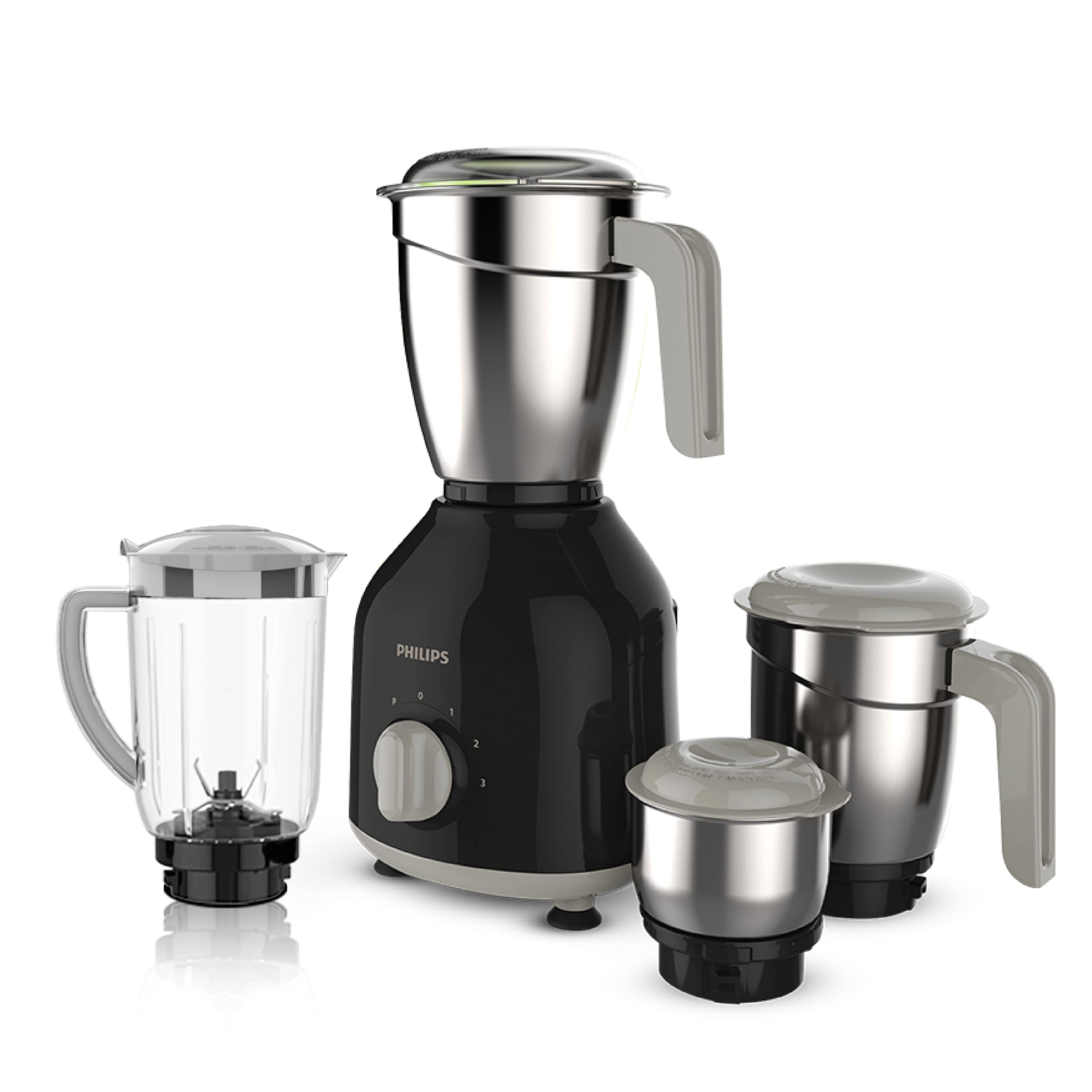 Philips HL7759/00 Mixer Grinder, 750W Turbo Motor, 4 Jars (Black), Quick cool ventilation for longer motor life (Indian Plug)