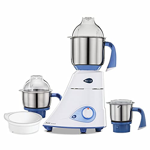 Preethi Blue Leaf Diamond MG-214 mixer grinder 750 watt (Blue/White), 3 jars & Flexi Lid, (Indian Plug)