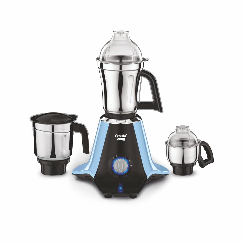 Preethi Taurus Pro Mixer Grinder for Kitchen, 3 Jars 1000 Watt Mixie, Dry and Wet Grinder Jar, 2 Year Warranty, Blue-Black, (Mg-259)