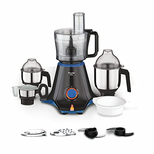 Preethi Zion MG-227 mixer grinder 750 watt Black, 4 jars - master chef food processor jar and flexi lid, Vega W5 motor with 2yr Guarantee & Lifelong Free Service, Standard (Indian Plug)
