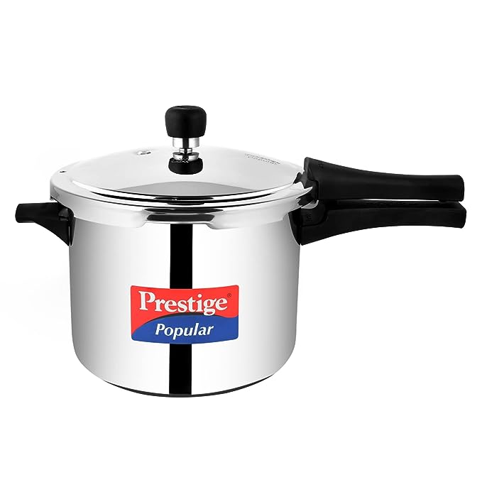 Prestige Popular Induction Base Stainless Steel Outer Lid Pressure Cooker, 5 Liters, Silver (Indian Plug)